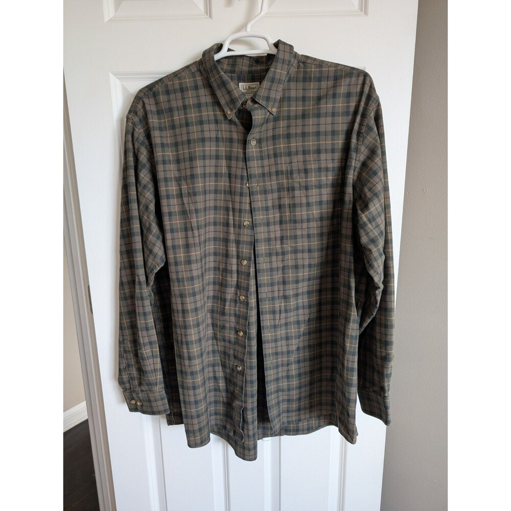 L.L. Bean 253771 Men's XXL Tall Long Sleeve Shirt Plaid Flannel Button